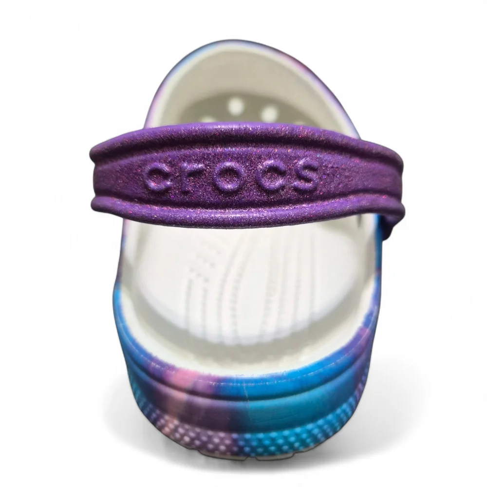 CROCS Classic Tie Dye Clogs Shoes Junior 3 Blue Purple Baya Waterproof Logo - Picture 8 of 9
